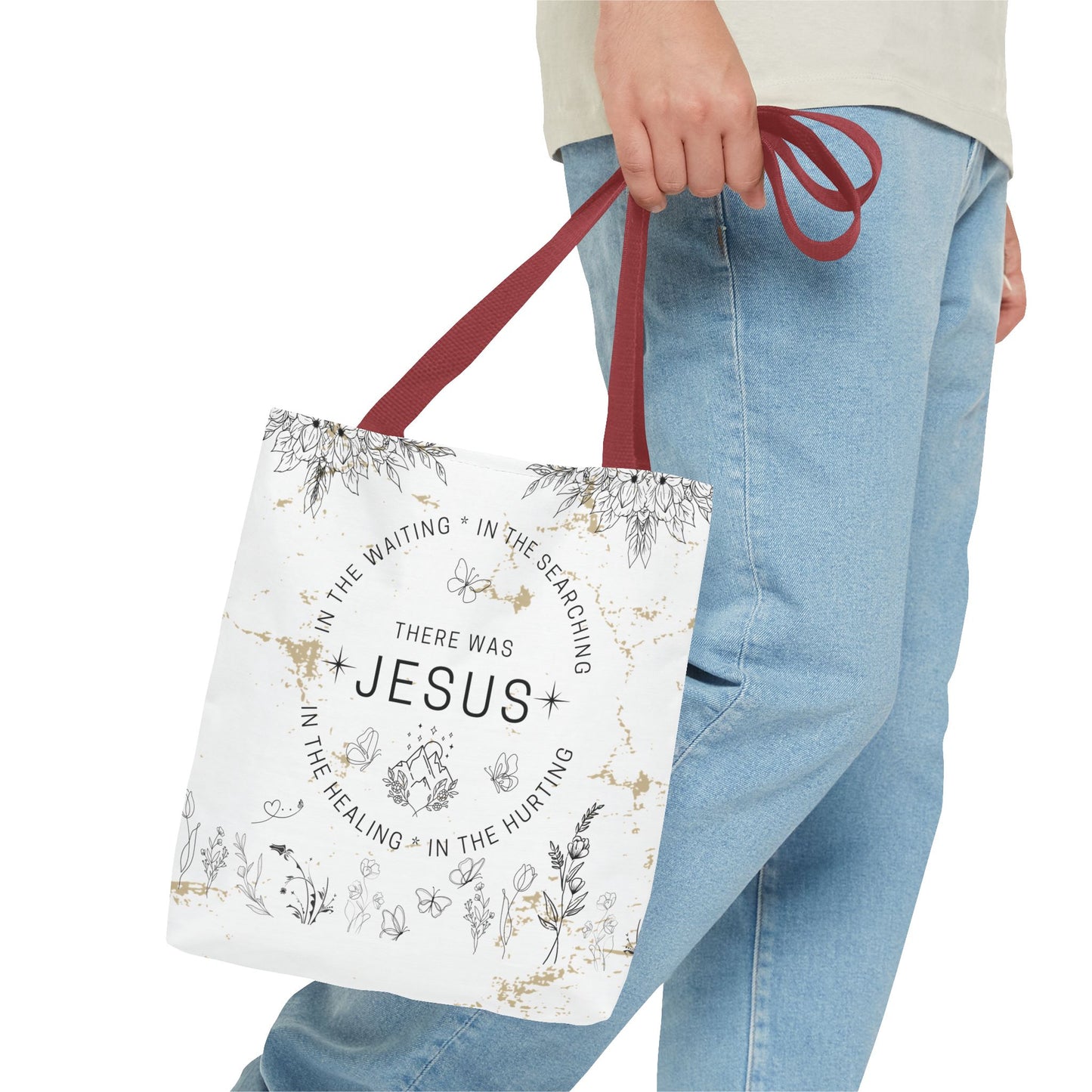 "There Was Jesus" tote bag - Floral Design for Faithful Living