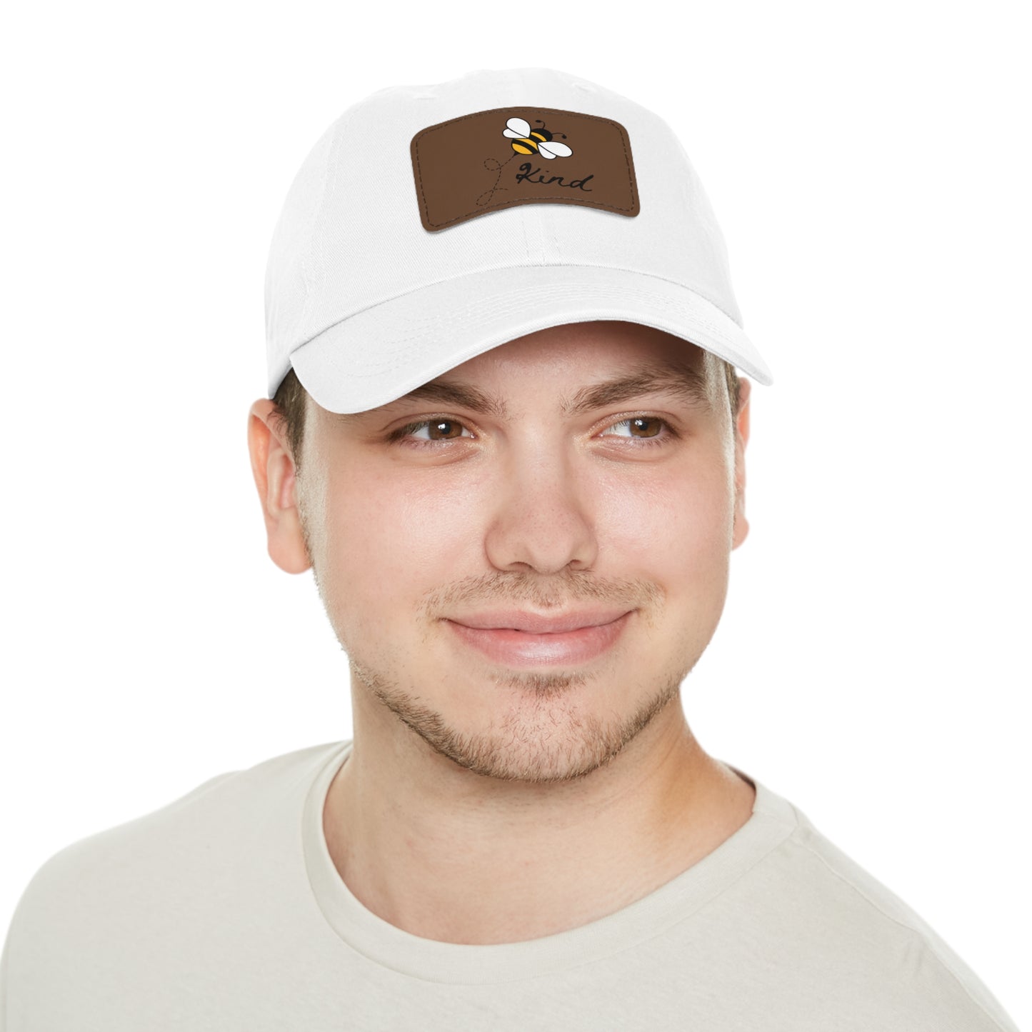 Bee Kind baseball cap with leather patch