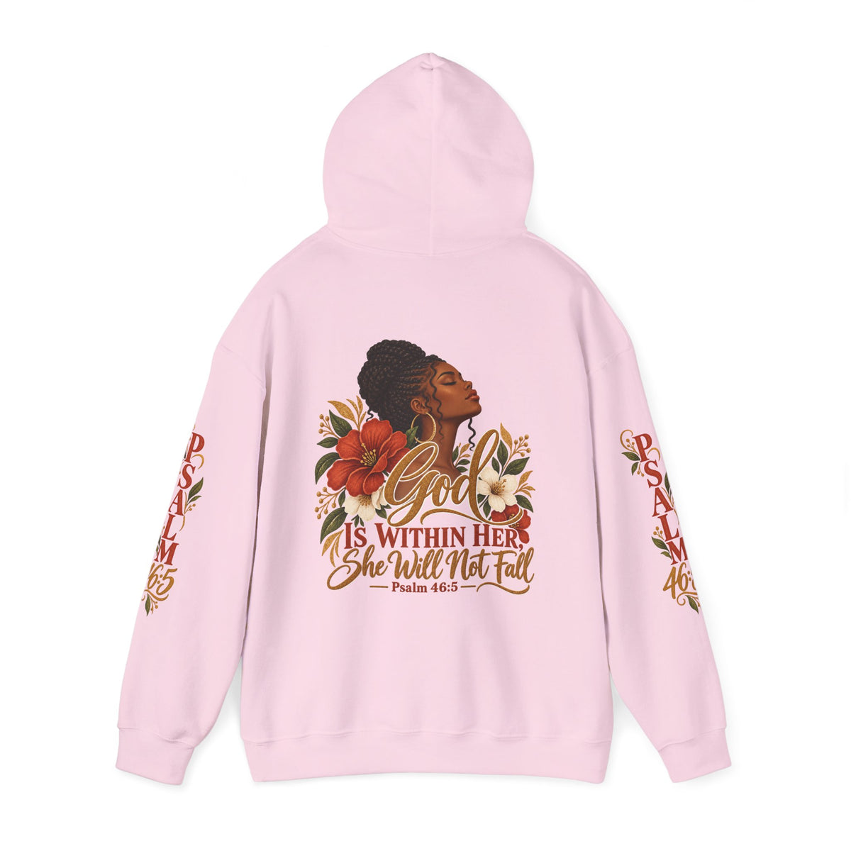 Psalm 46:5 'She Will Not Fall' Hoodie – Floral Faith Women’s Pullover