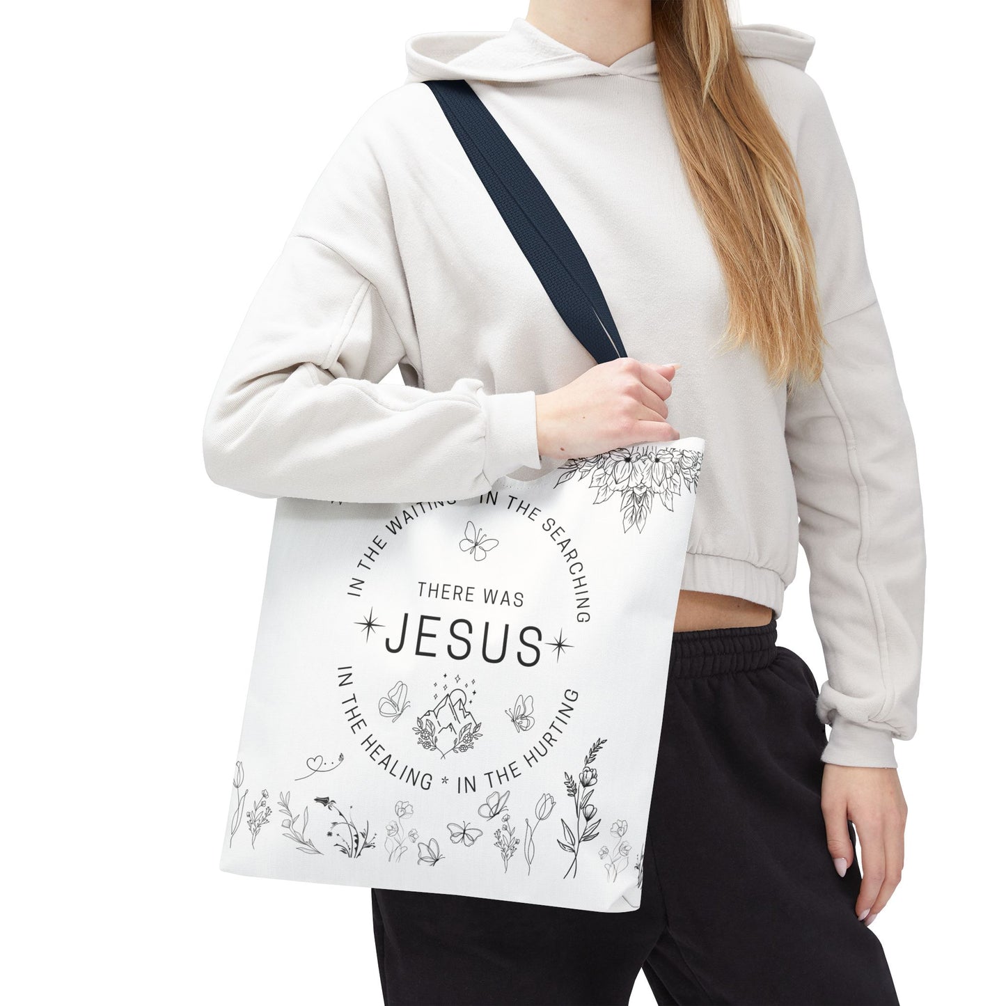 There Was Jesus tote bag - Floral Design for Faithful Living