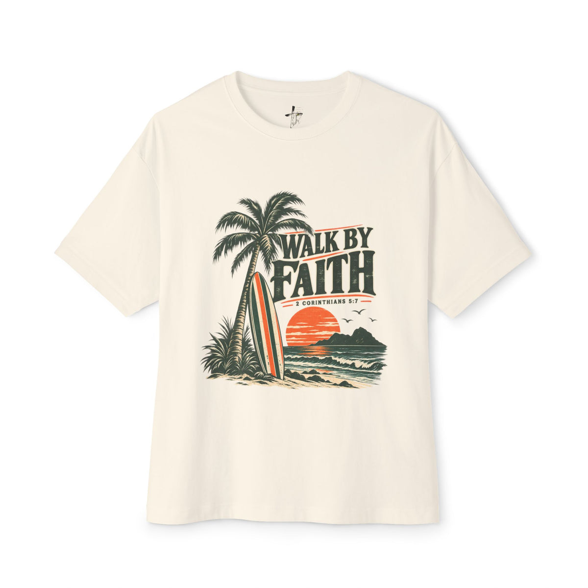 Walk By Faith Surf Tee — Christian Beach Graphic T-Shirt