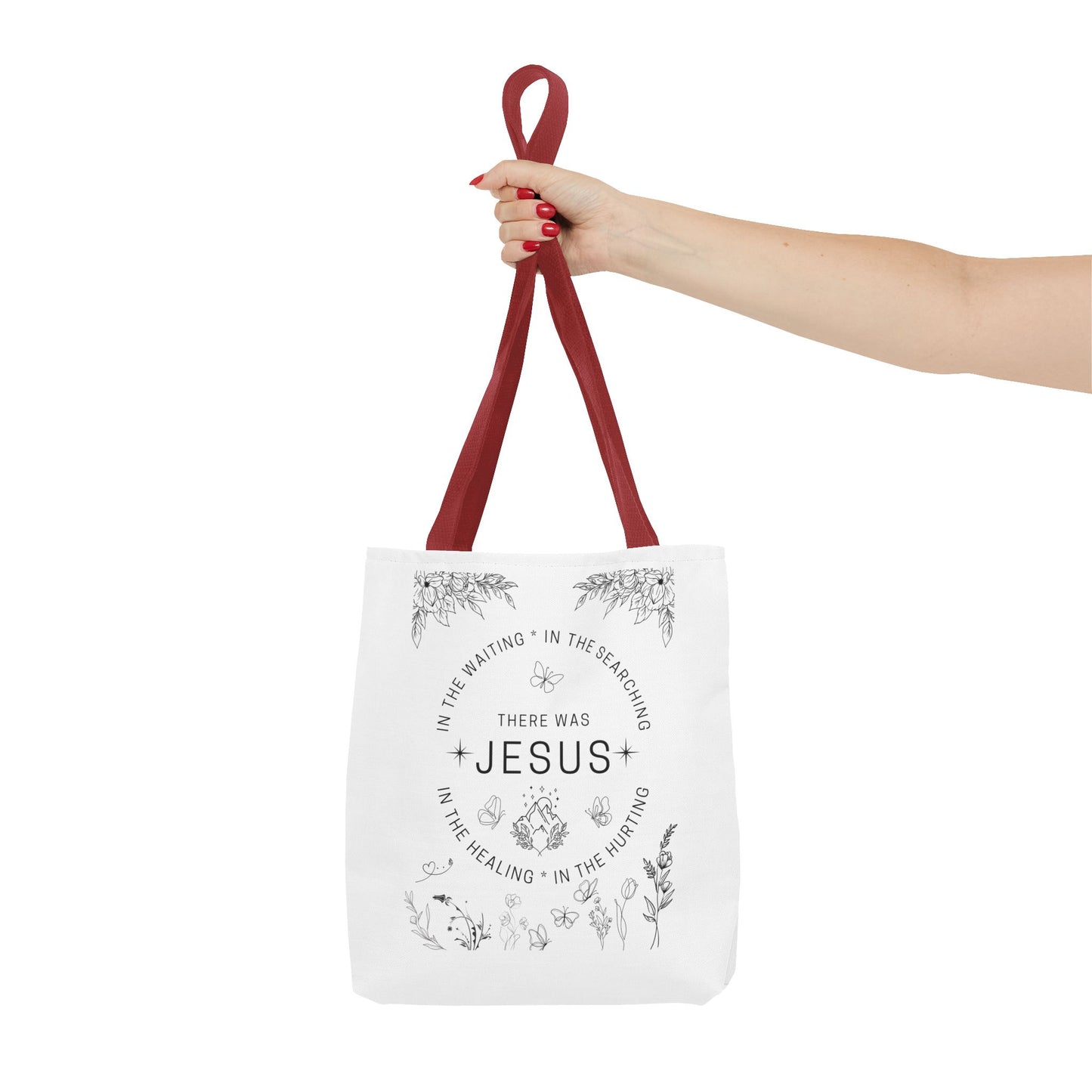 "There Was Jesus" tote bag - Floral Design for Faithful Living