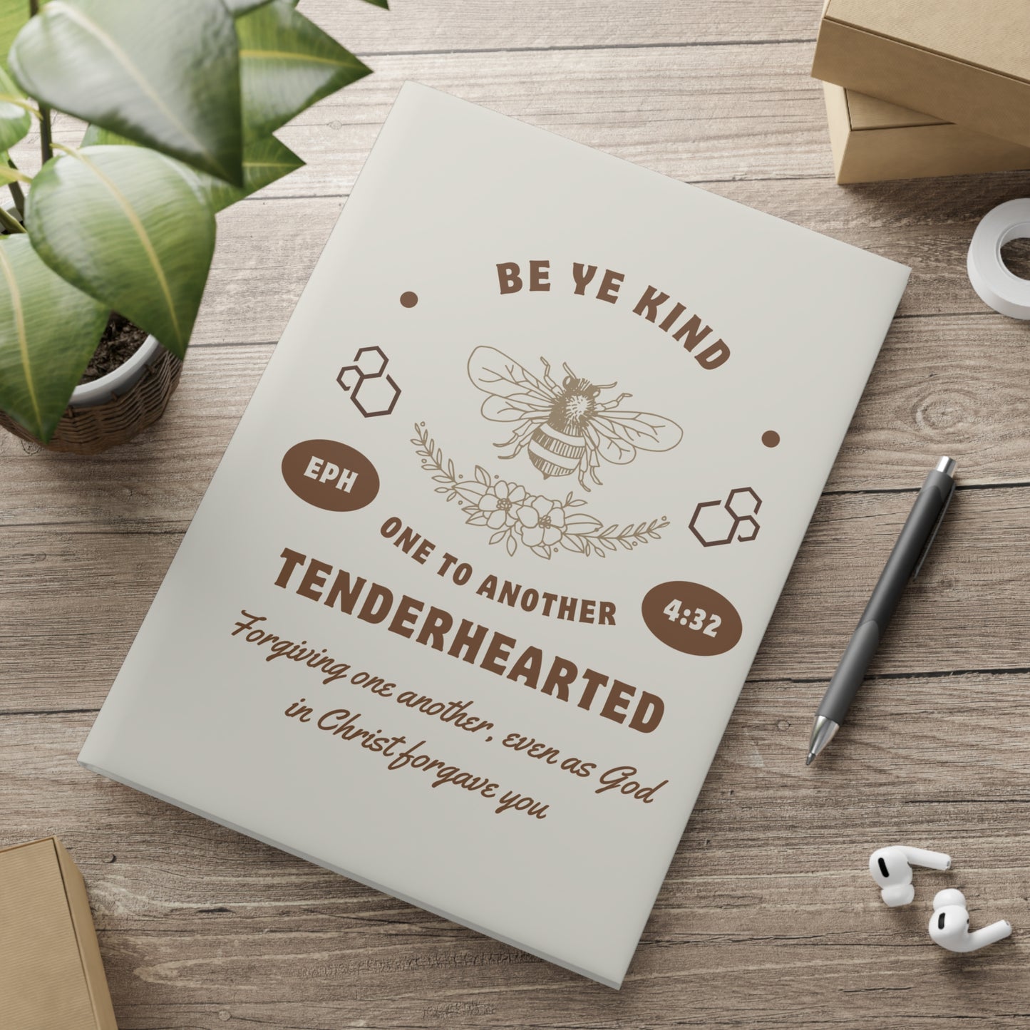 Beige Be Ye Kind Hardcover Notebook with Puffy Covers