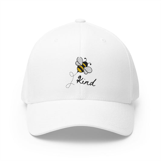 Kindness Bee Embroidered Fitted Cap - Stay Positive & Stylish