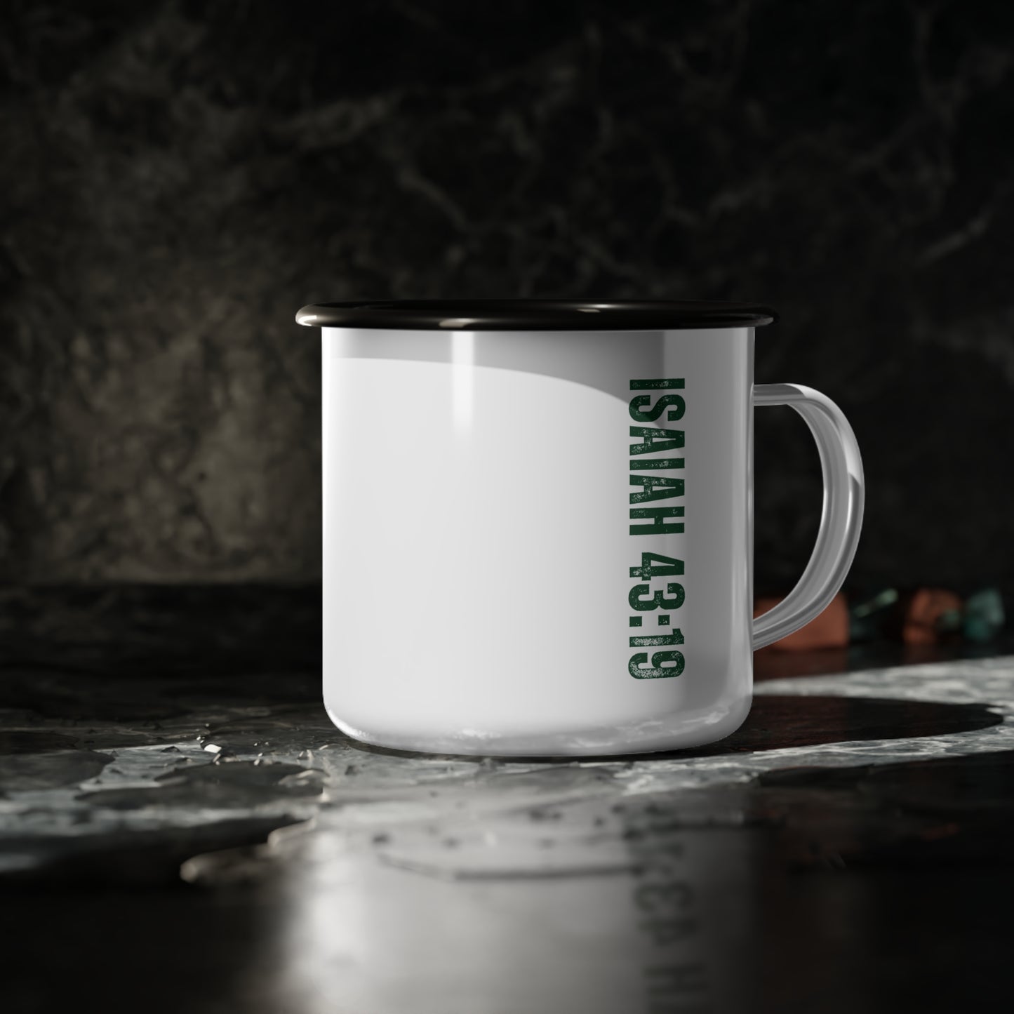 Isaiah 43:19 Adventure-Inspired Enamel Camp Cup with Nature Print