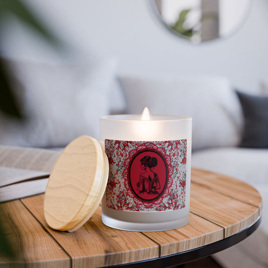 Lady in Red Frosted Glass Candle, 11oz Blackcherry Vanilla