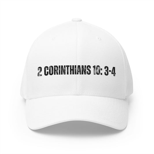 2 Corinthians 10:3-4 Embroidered Fitted Cap - Stay Positive & Stylish