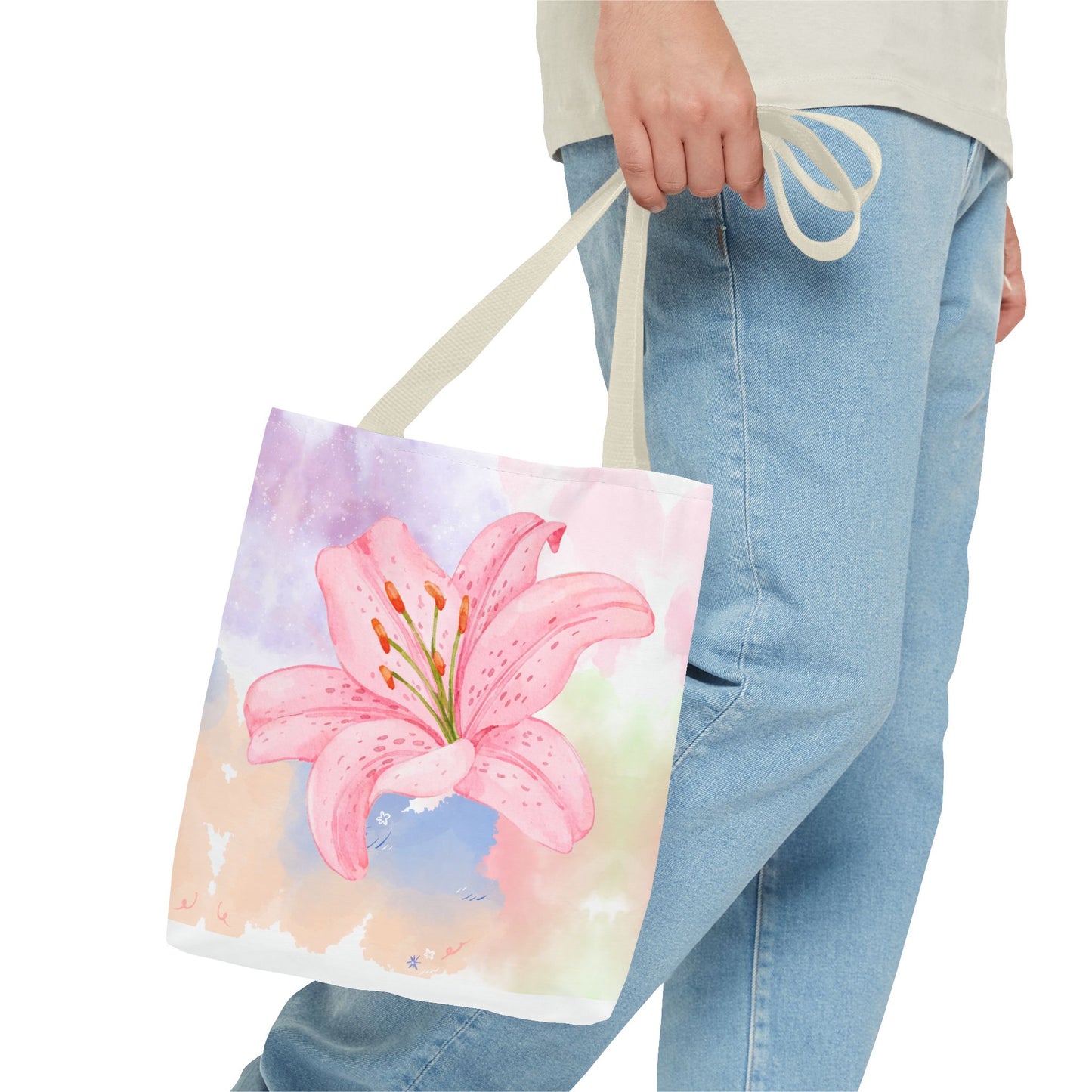 Pink Watercolor Lily Tote Bag