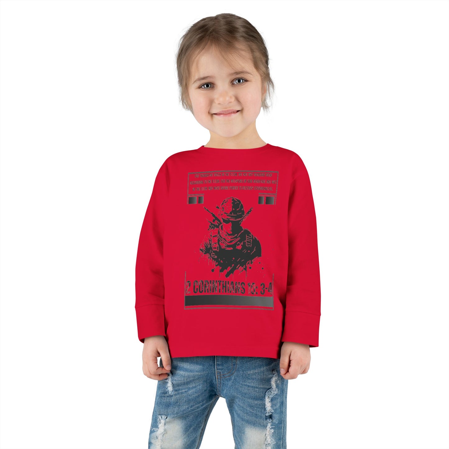 2 Corinthians 10:3-4 Toddler Long Sleeve Tee
