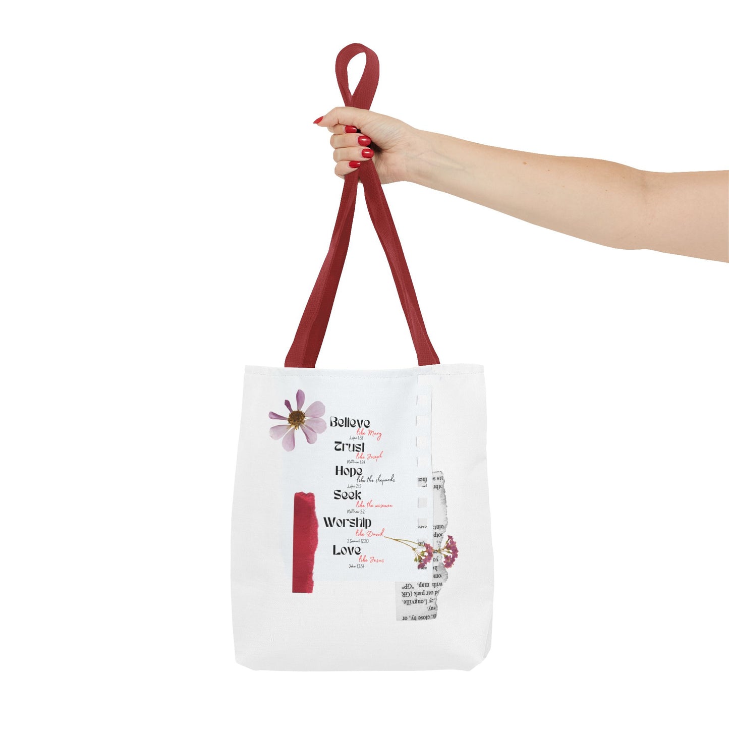 Believe, Trust, Hope, Worship, Love Tote Bag