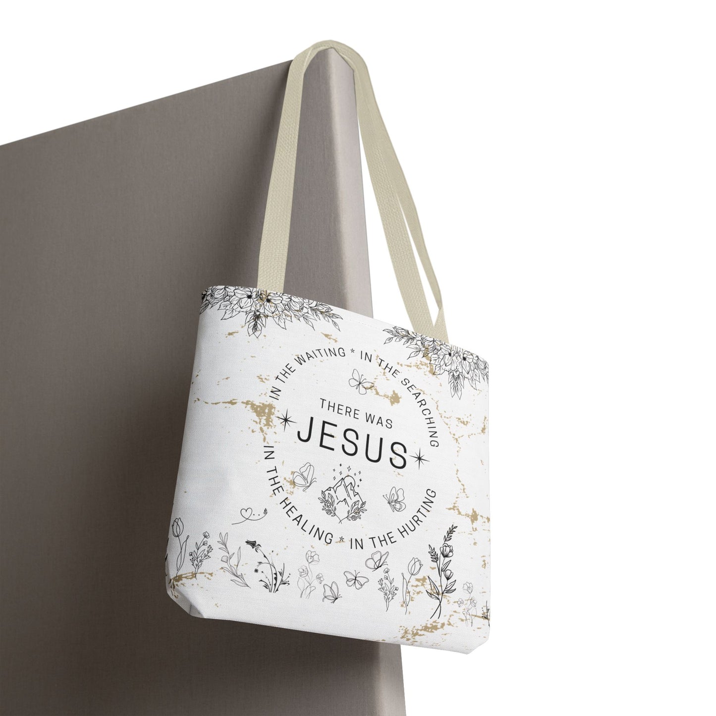 "There Was Jesus" tote bag - Floral Design for Faithful Living