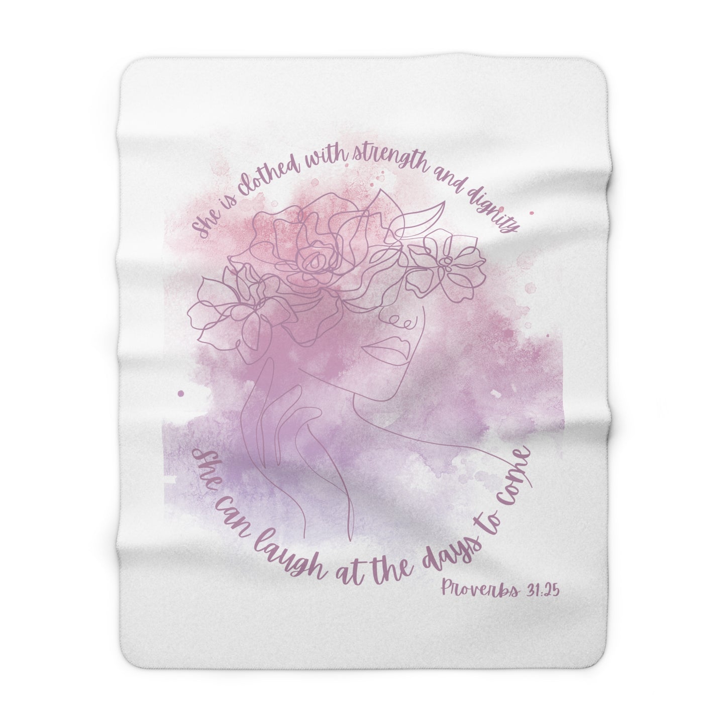 'She is Clothed with Strength and Dignity' Sherpa Fleece Blanket