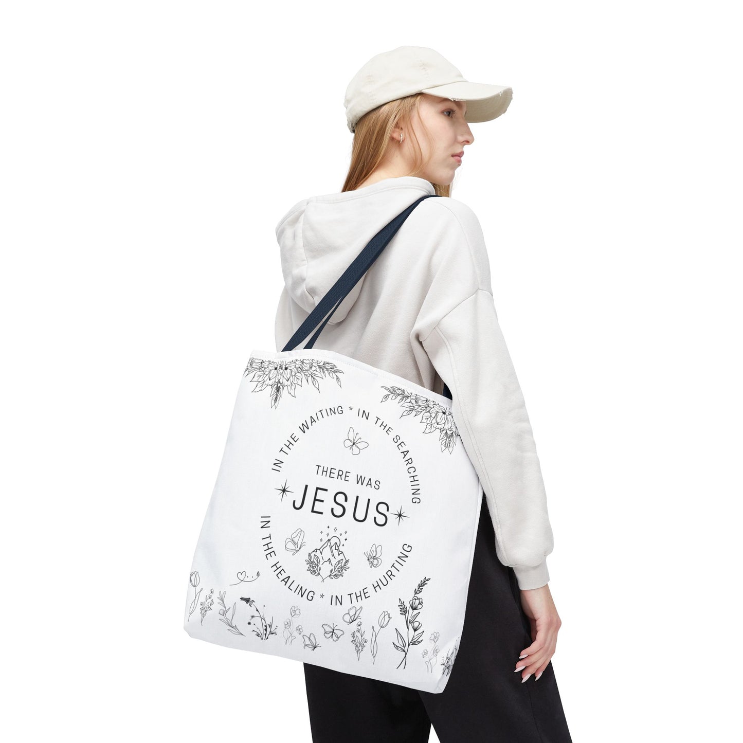 There Was Jesus tote bag - Floral Design for Faithful Living