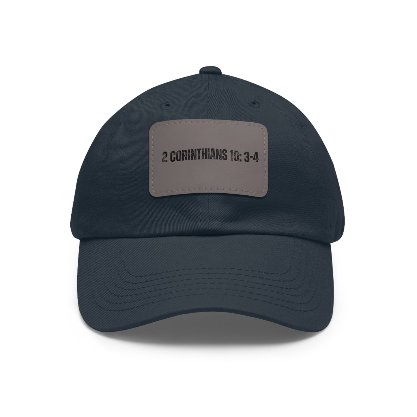 2 Corinthians 10:3-4 baseball cap with leather patch