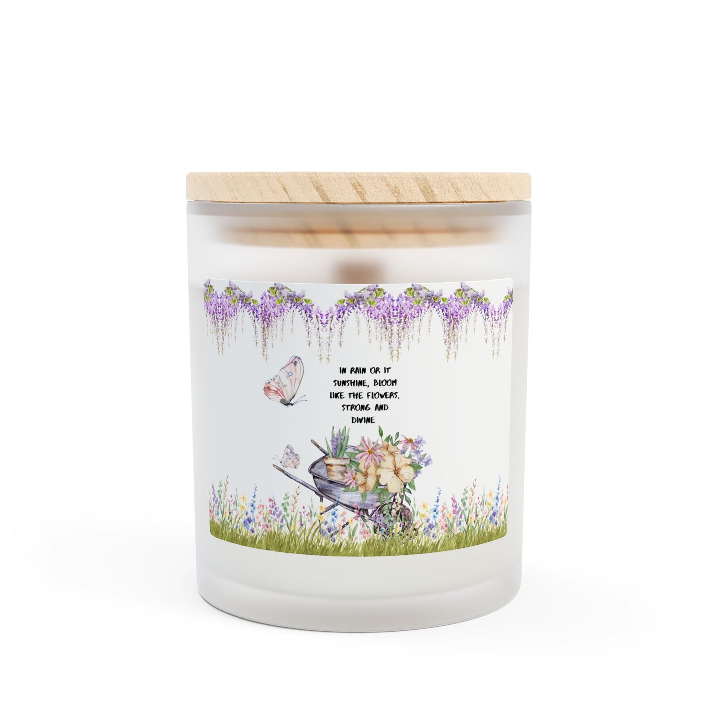 Bloom in the Rain Frosted Glass Candle, 11oz