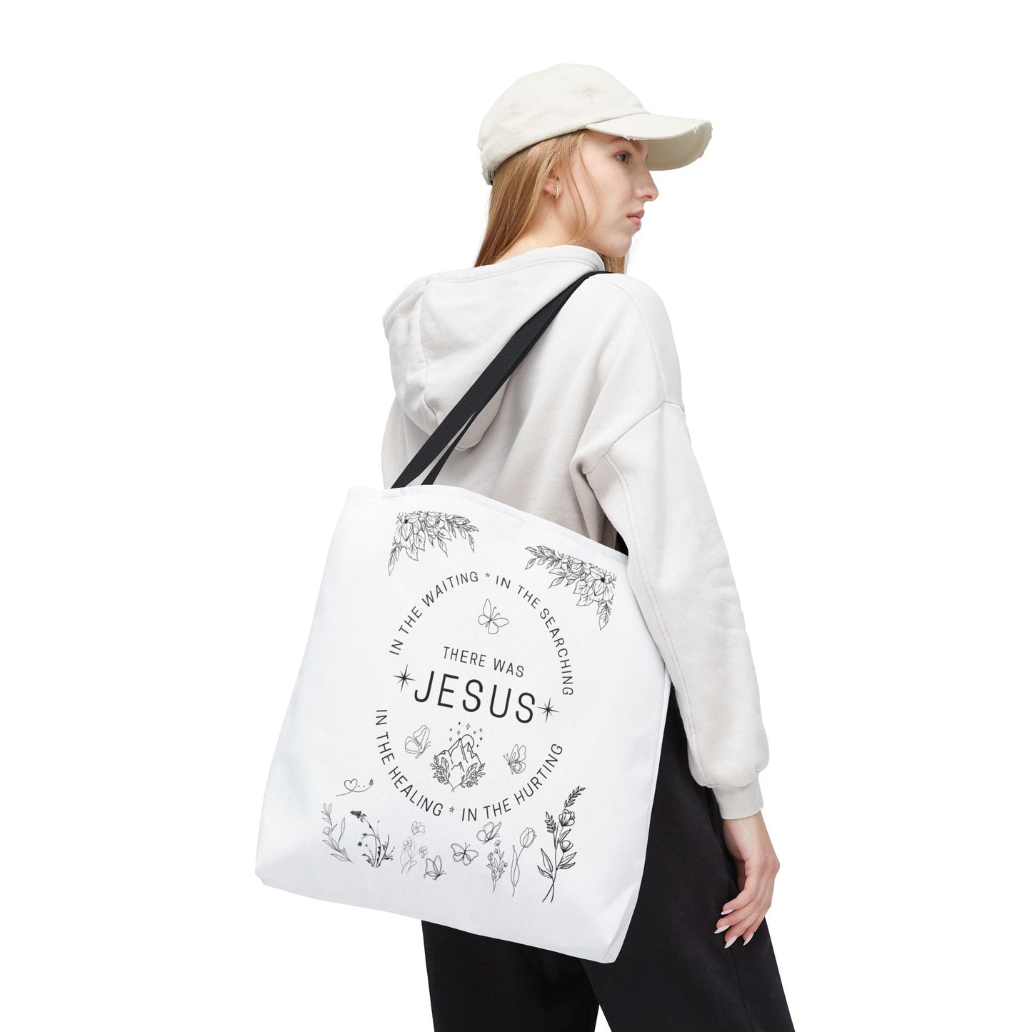 "There Was Jesus" tote bag - Floral Design for Faithful Living