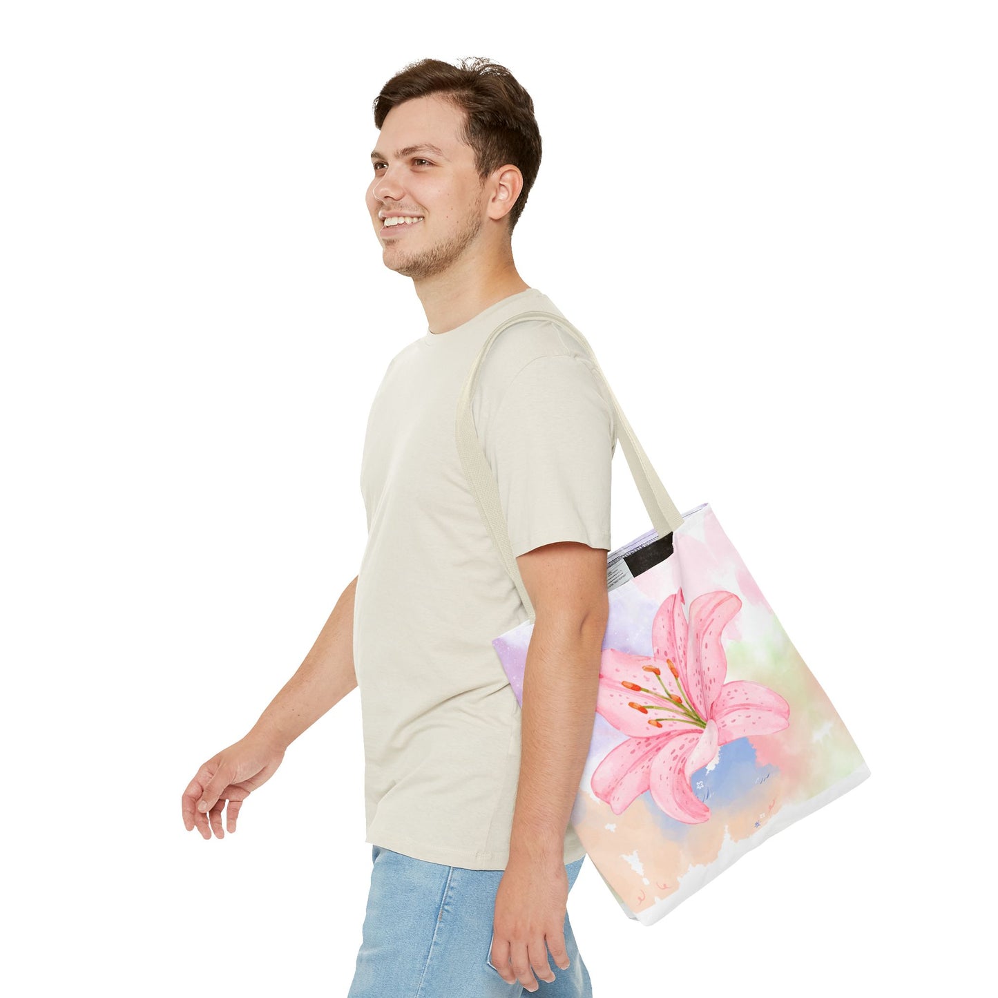 Pink Watercolor Lily Tote Bag