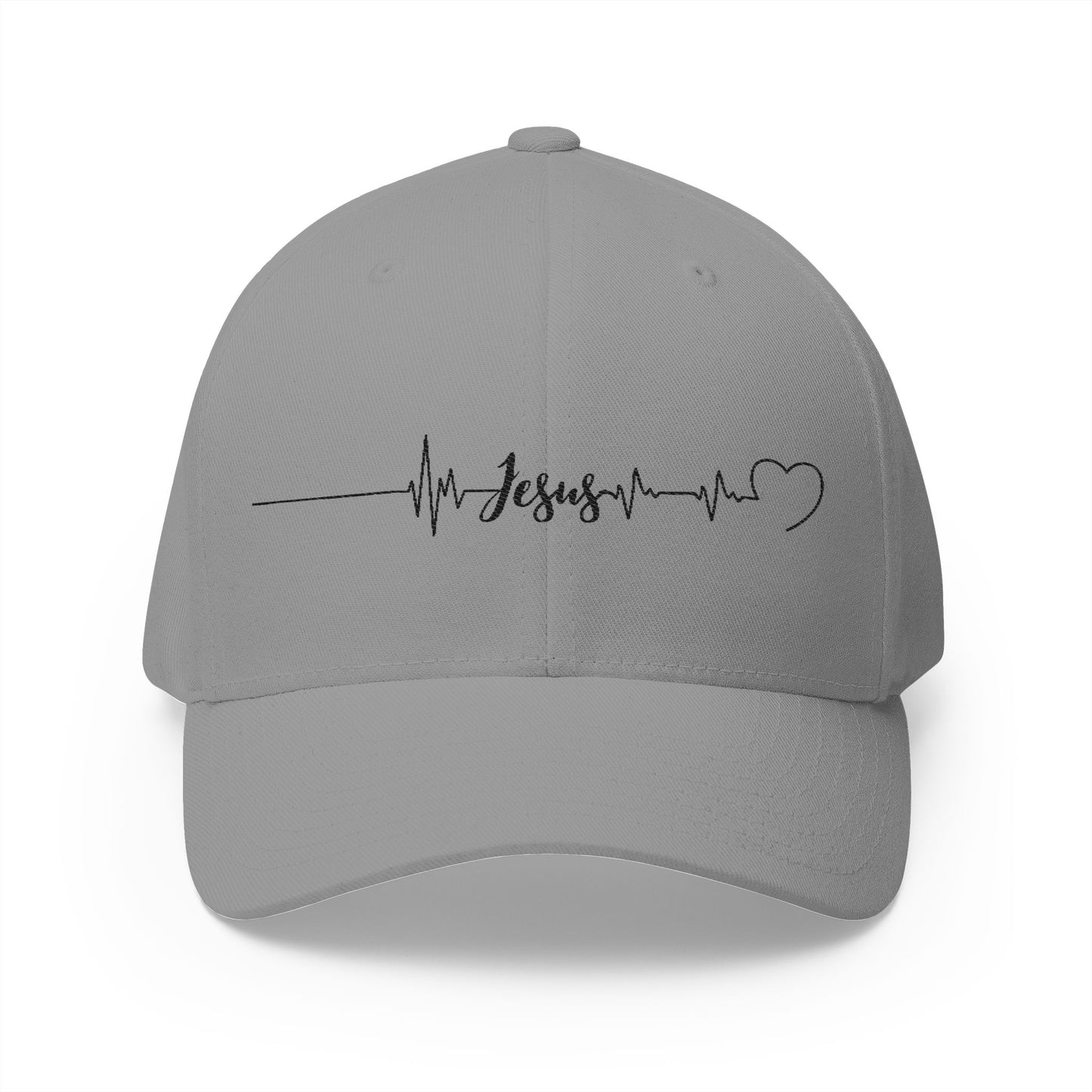 Jesus heartbeat Embroidered Fitted Cap - Stay Positive & Stylish