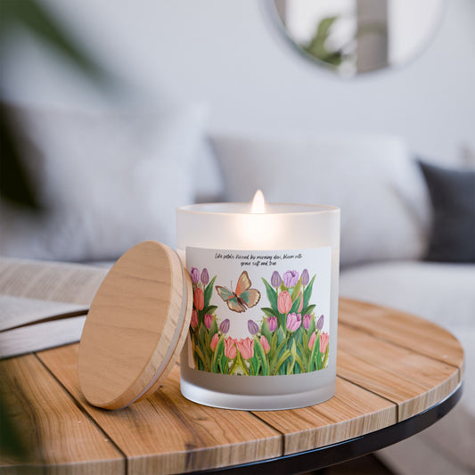 Kissed Petals Glass Candle, 11oz