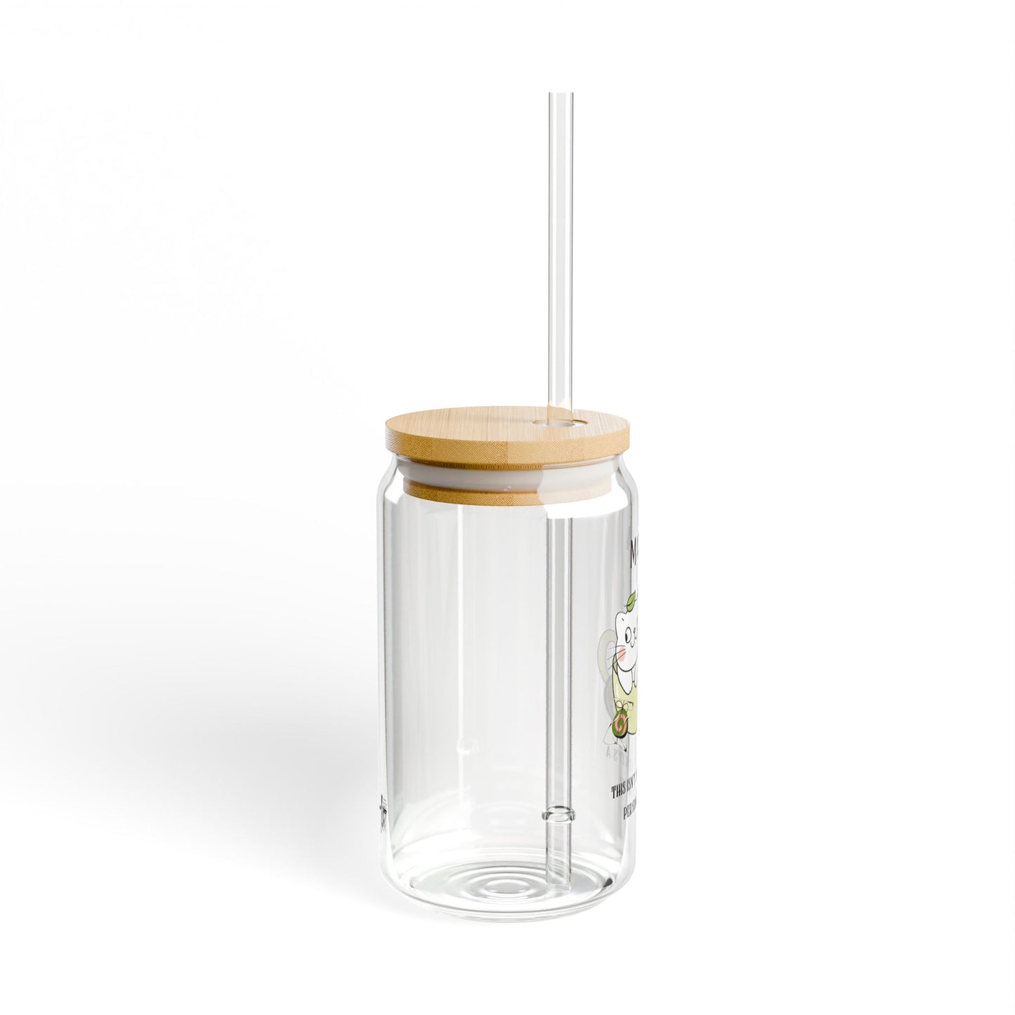 Matcha Cat Sipper Glass, 16oz - Cute Tea Lover Tumbler with Straw