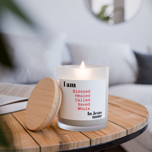 I Am Blessed Frosted Glass Candle, 11oz