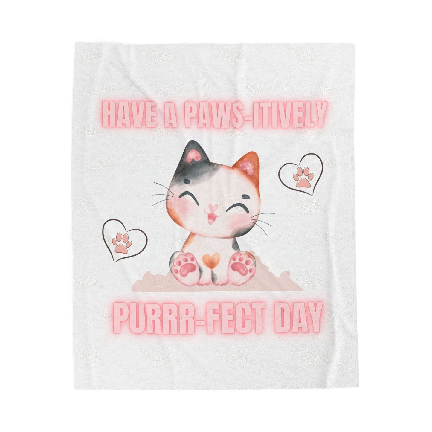 Cute Cat Plush Blanket - "Have a Paws-itively Purrr-fect Day" - Ideal Gift for Cat Lovers