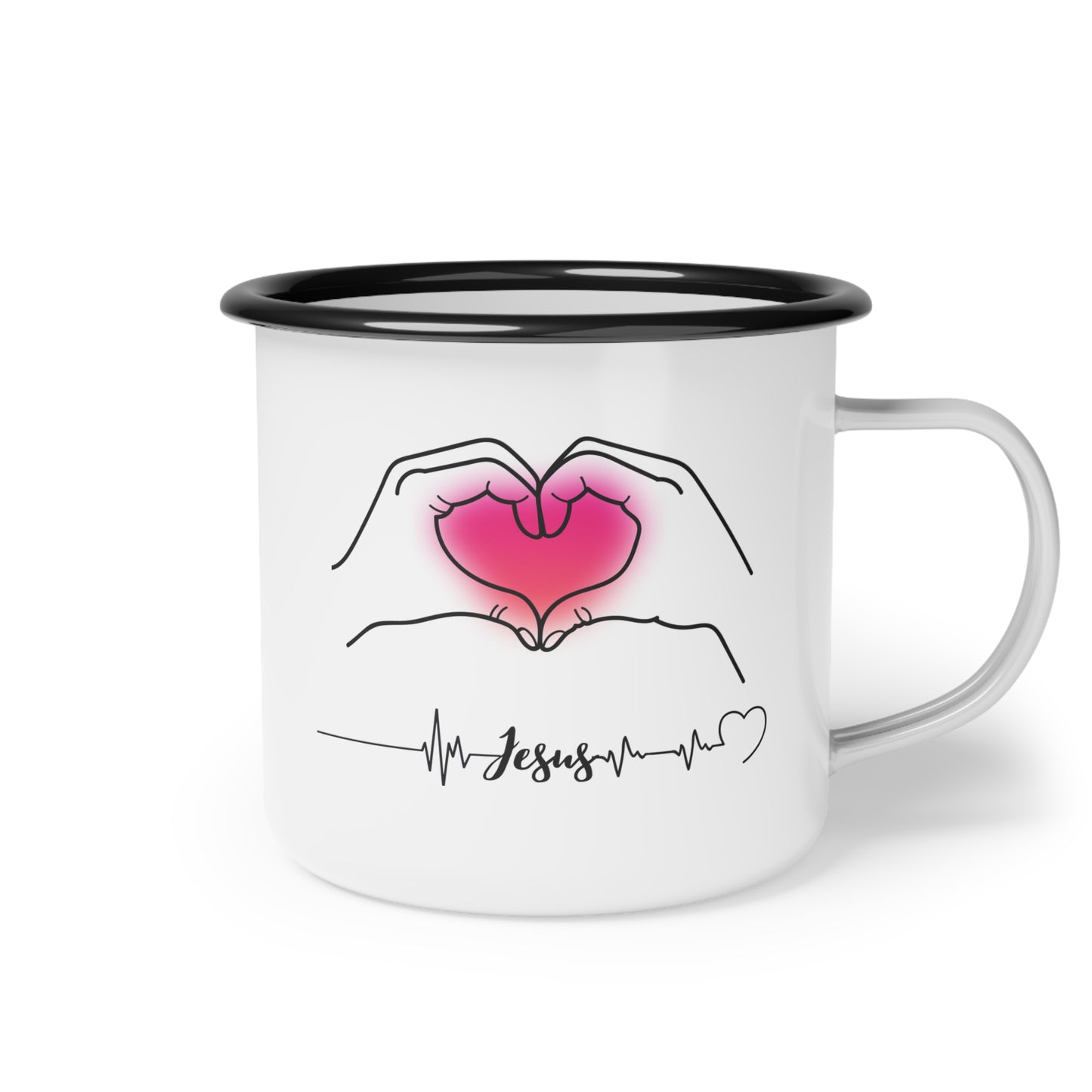 Jesus Enamel Camp Cup - "Jesus, Coffee, and Me" - Perfect for Faith Lovers