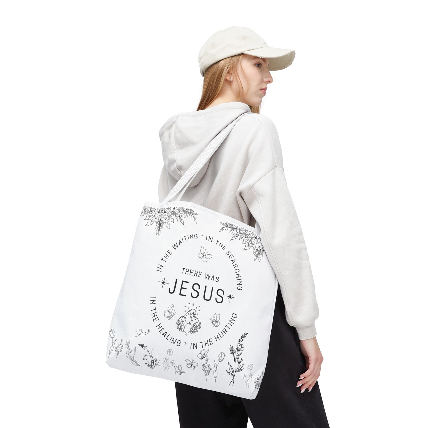 There Was Jesus tote bag - Floral Design for Faithful Living