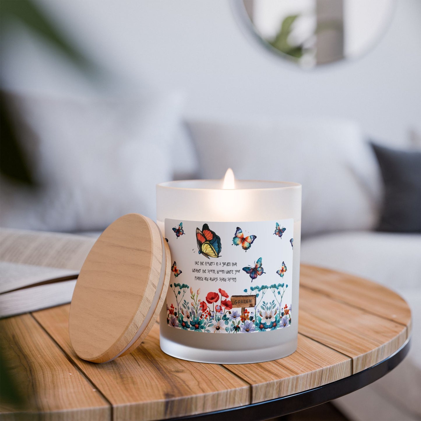 Bloom Like the Flowers Frosted Glass Candle, 11oz