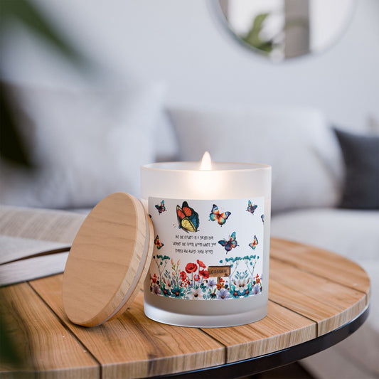 Bloom Like the Flowers Frosted Glass Candle, 11oz