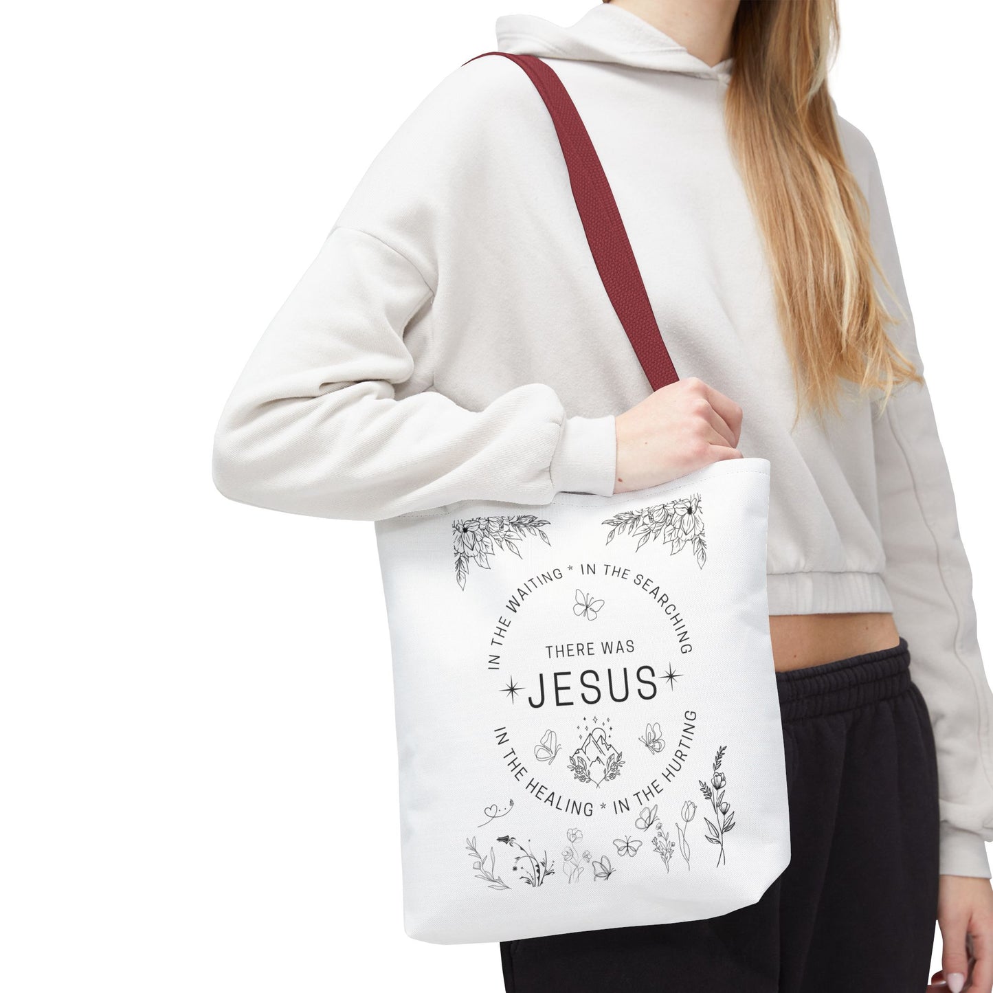 "There Was Jesus" tote bag - Floral Design for Faithful Living