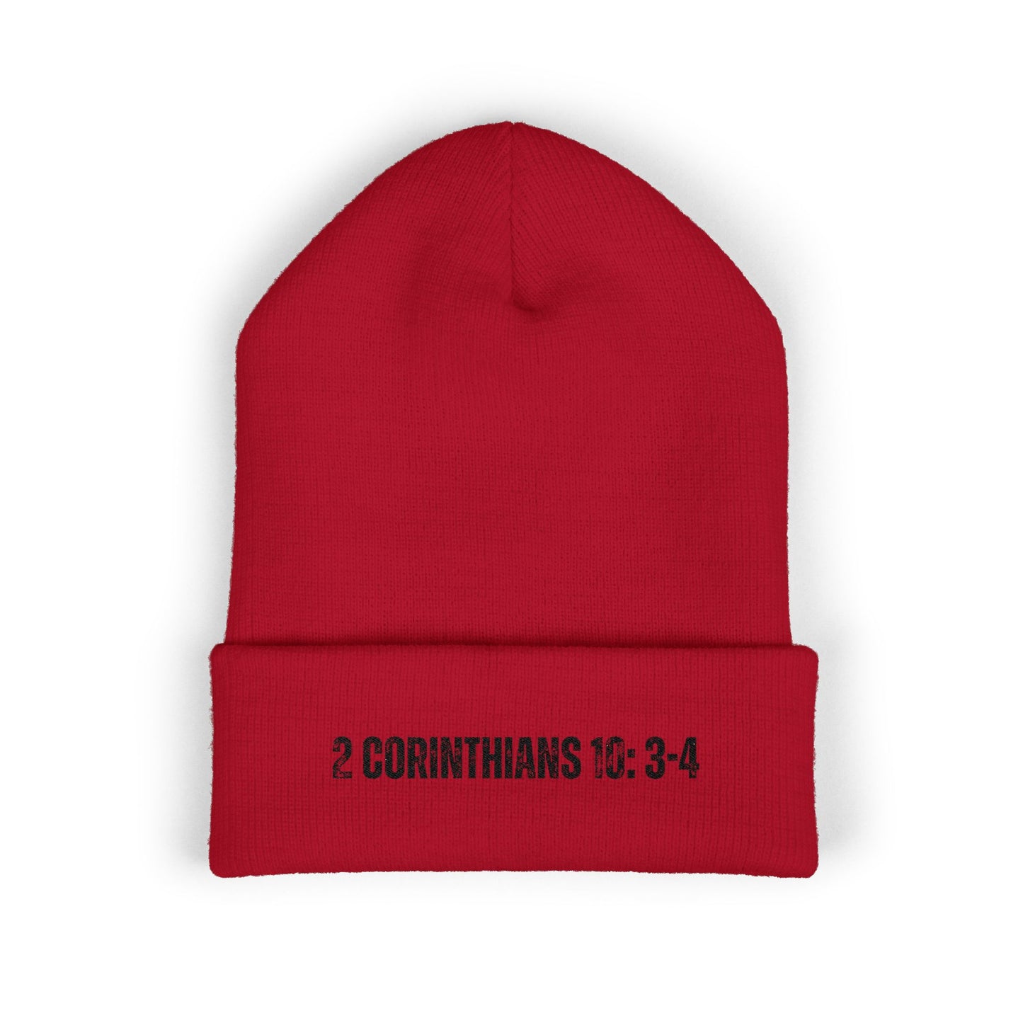 2 Corinthians 10:3-4 Classic Cuffed Beanie | Embroidered Winter Hat
