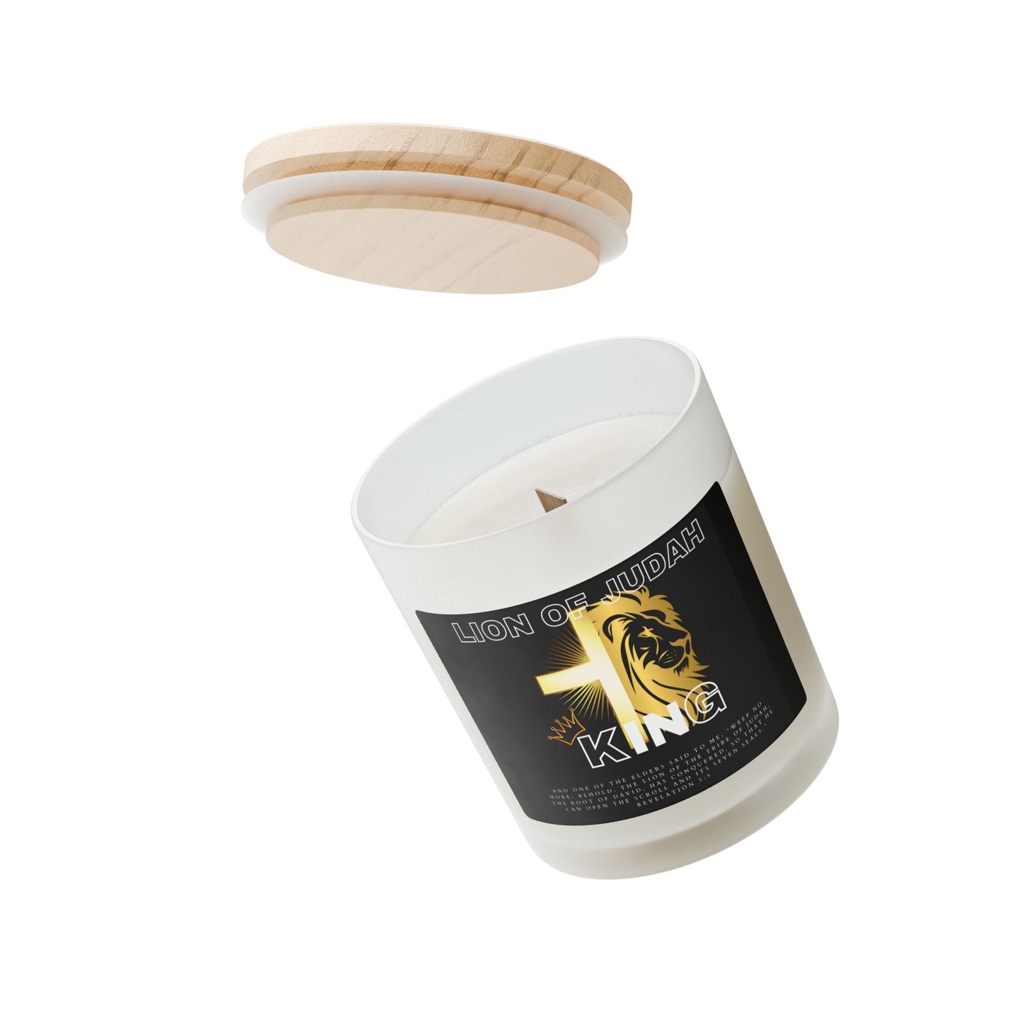 Lion of Judah Frosted Glass Candle, 11oz