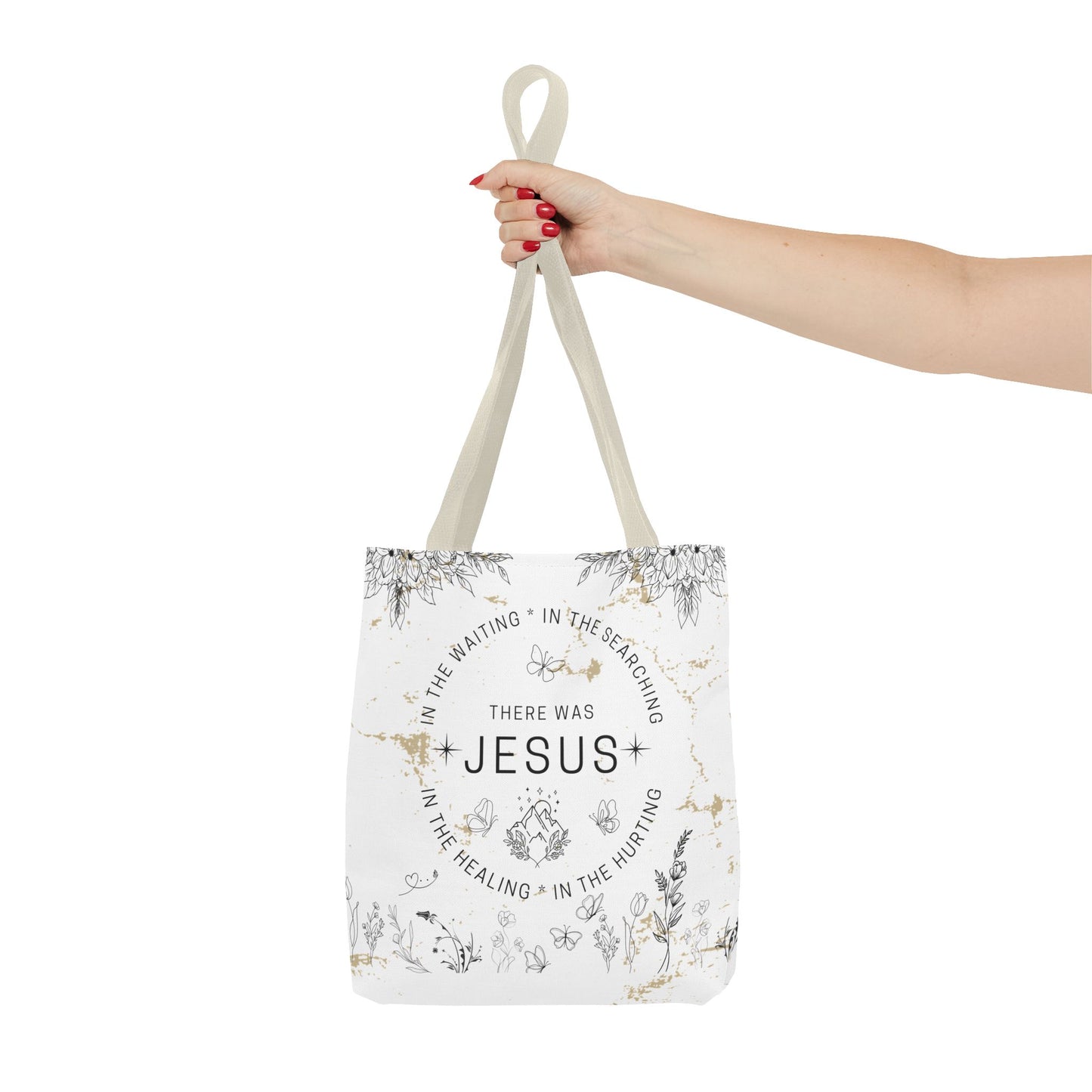 "There Was Jesus" tote bag - Floral Design for Faithful Living