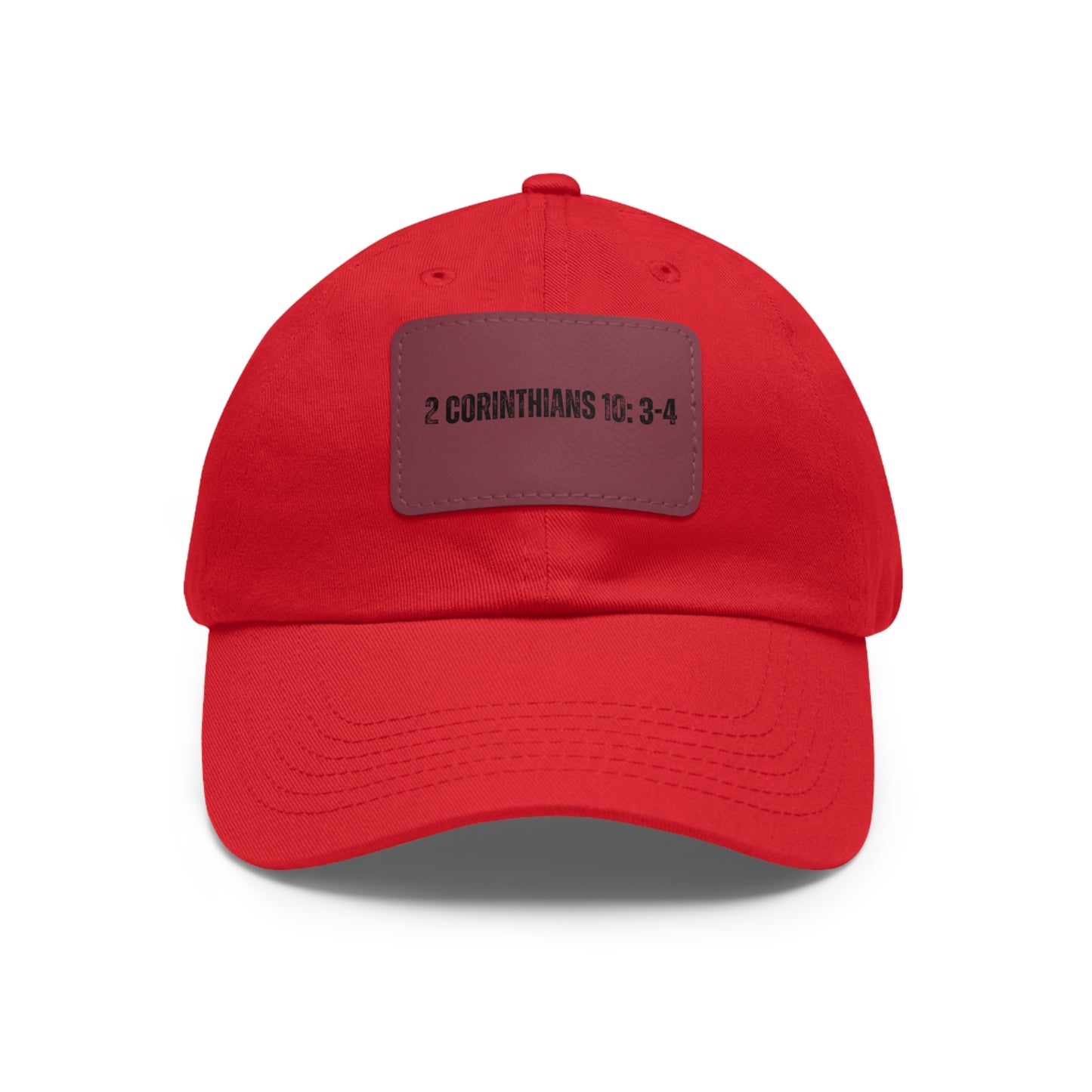 2 Corinthians 10:3-4 baseball cap with leather patch