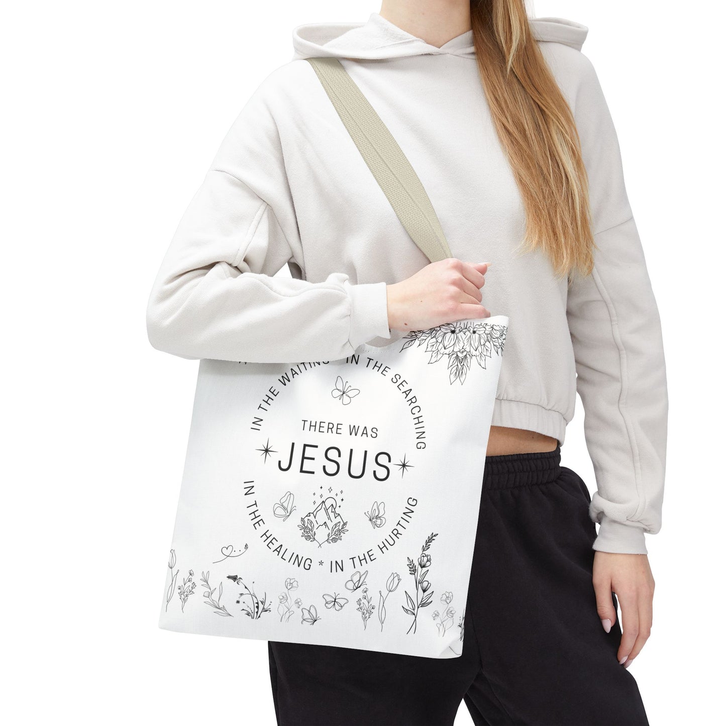 There Was Jesus tote bag - Floral Design for Faithful Living