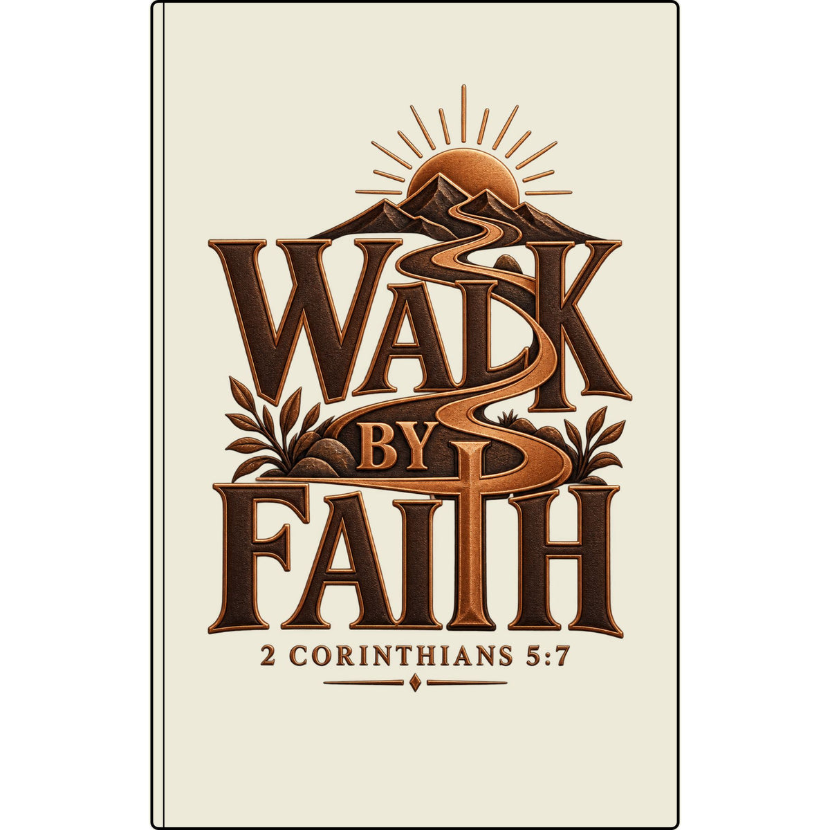 Engraved Vegan Leather Journal — "Walk by Faith" (2 Corinthians 5:7)