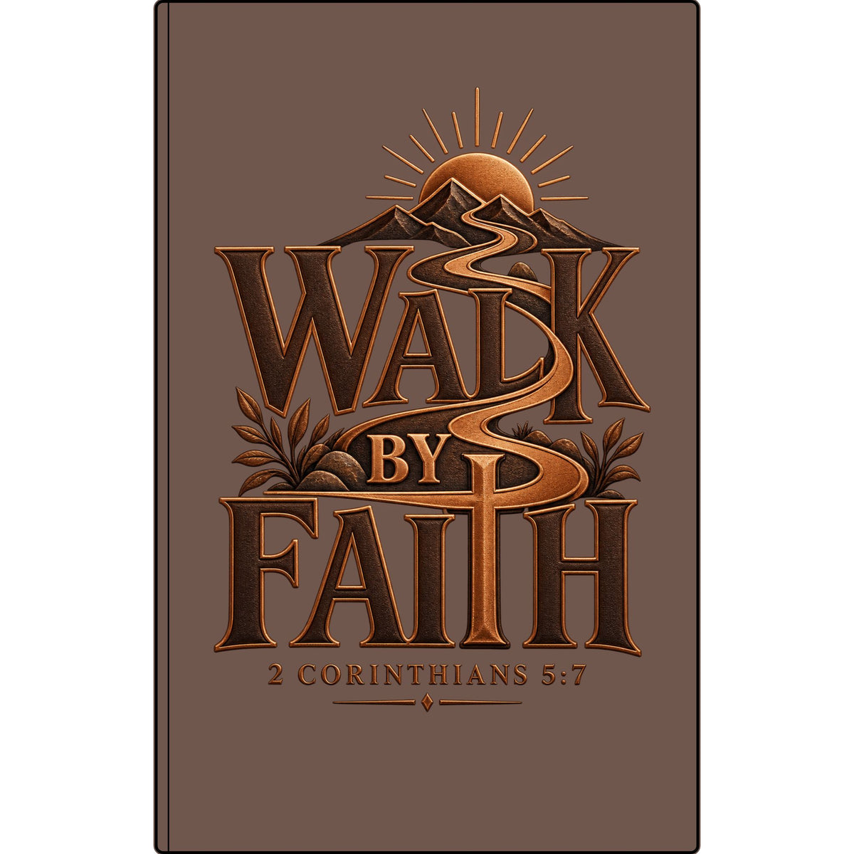 Engraved Vegan Leather Journal — "Walk by Faith" (2 Corinthians 5:7)