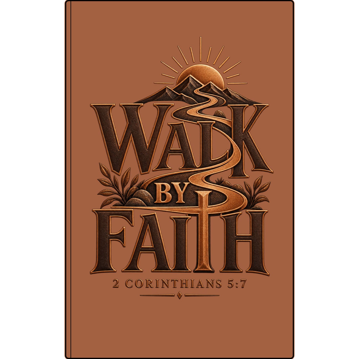 Engraved Vegan Leather Journal — "Walk by Faith" (2 Corinthians 5:7)
