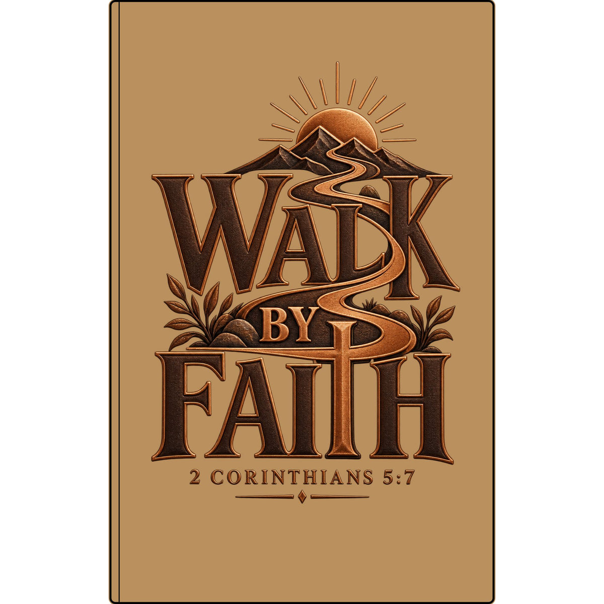 Engraved Vegan Leather Journal — "Walk by Faith" (2 Corinthians 5:7)