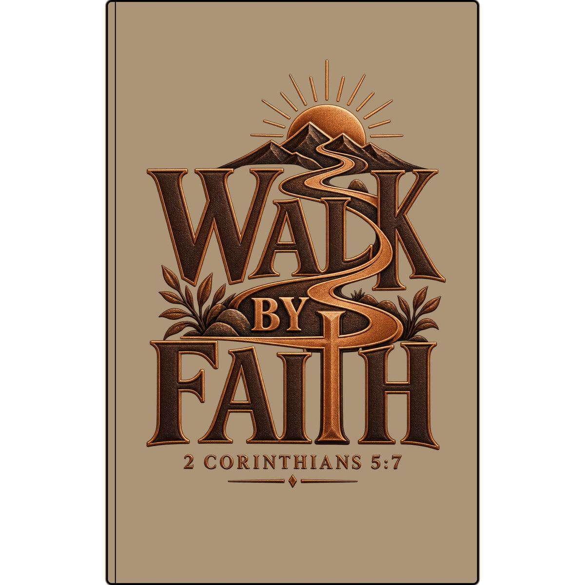 Engraved Vegan Leather Journal — "Walk by Faith" (2 Corinthians 5:7)