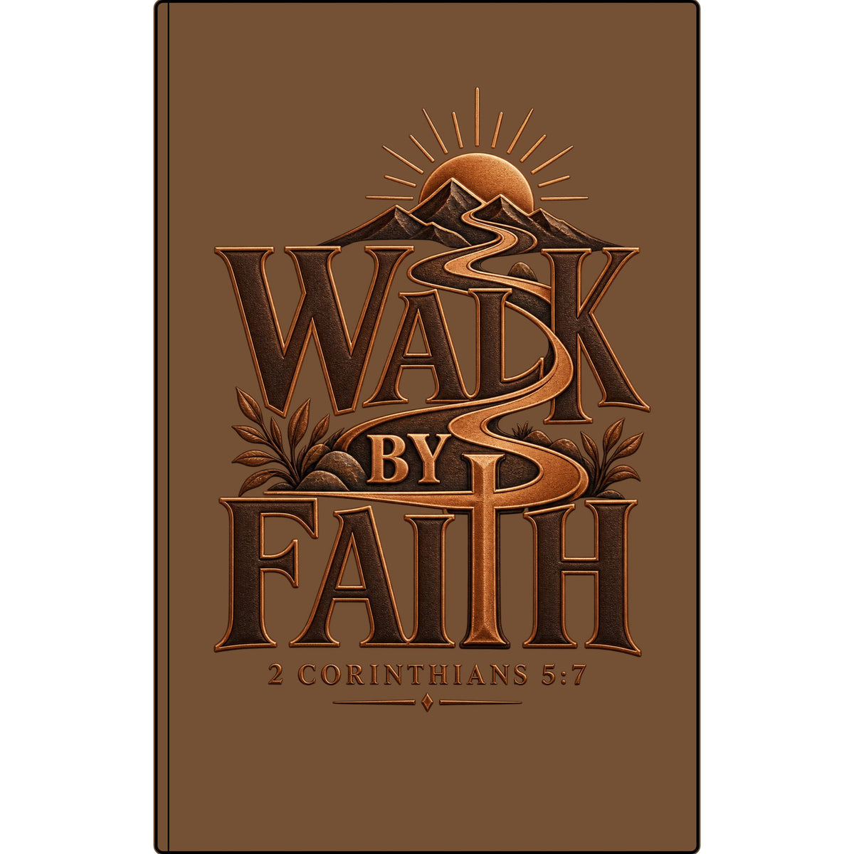 Engraved Vegan Leather Journal — "Walk by Faith" (2 Corinthians 5:7)