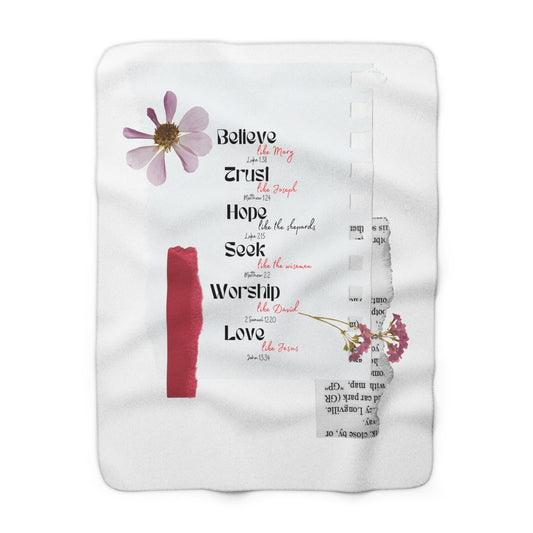 Believe like Mary Sherpa Fleece Blanket | Cozy & Soft Comfort for Home Decor | Perfect Gift for Faith & Hope