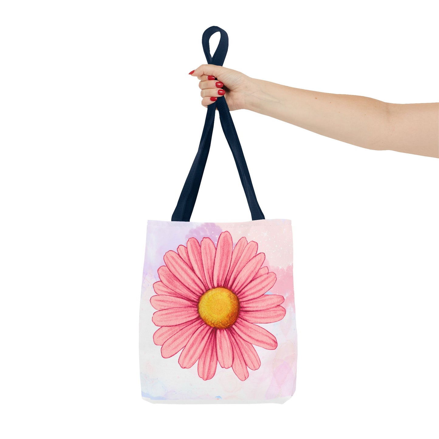 Pink Watercolor Daisy Tote Bag