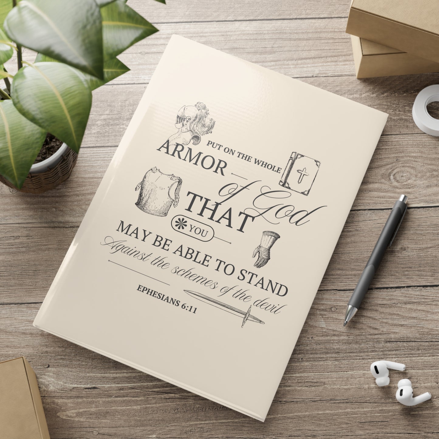 Beige Armor of God Hardcover Notebook