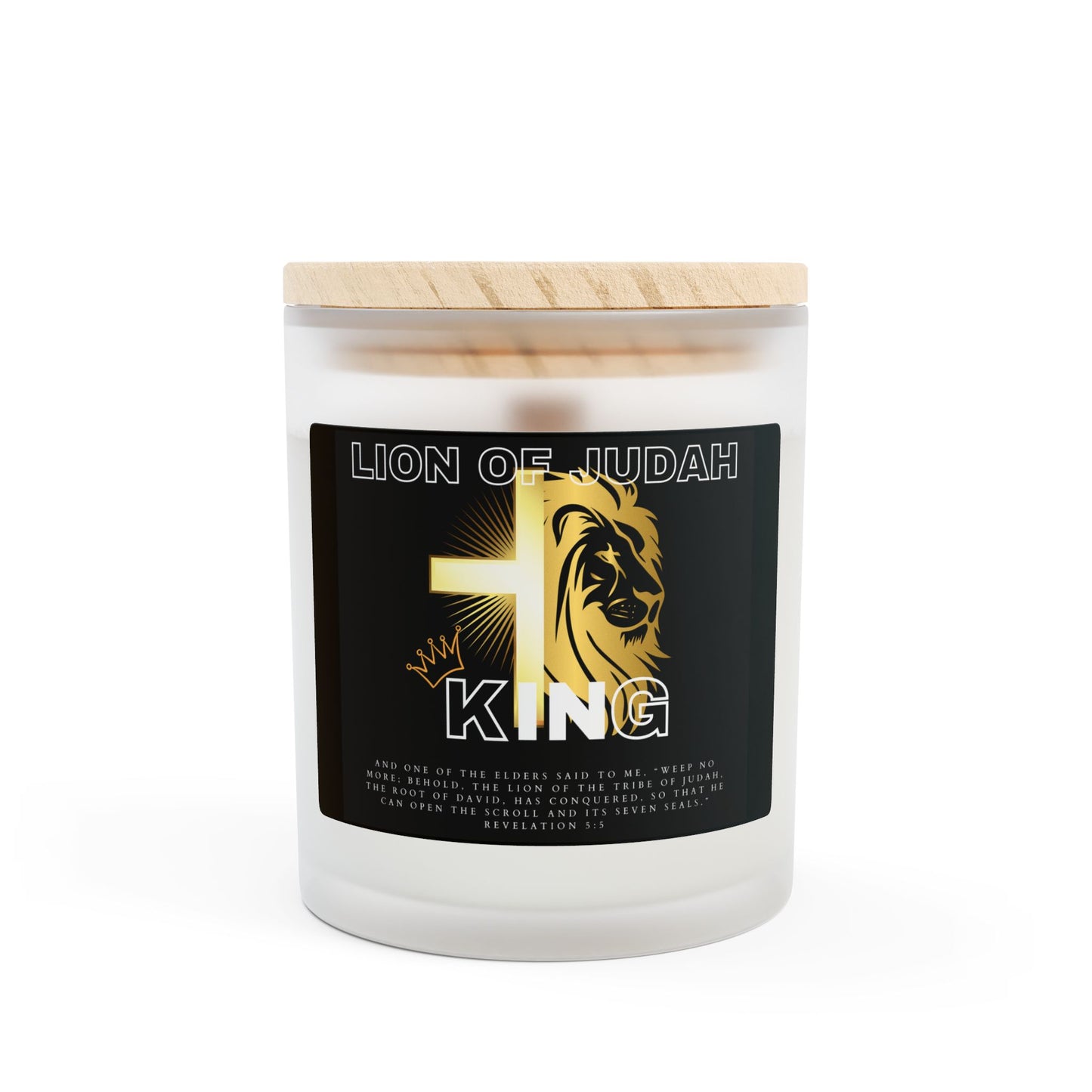 Lion of Judah Frosted Glass Candle, 11oz