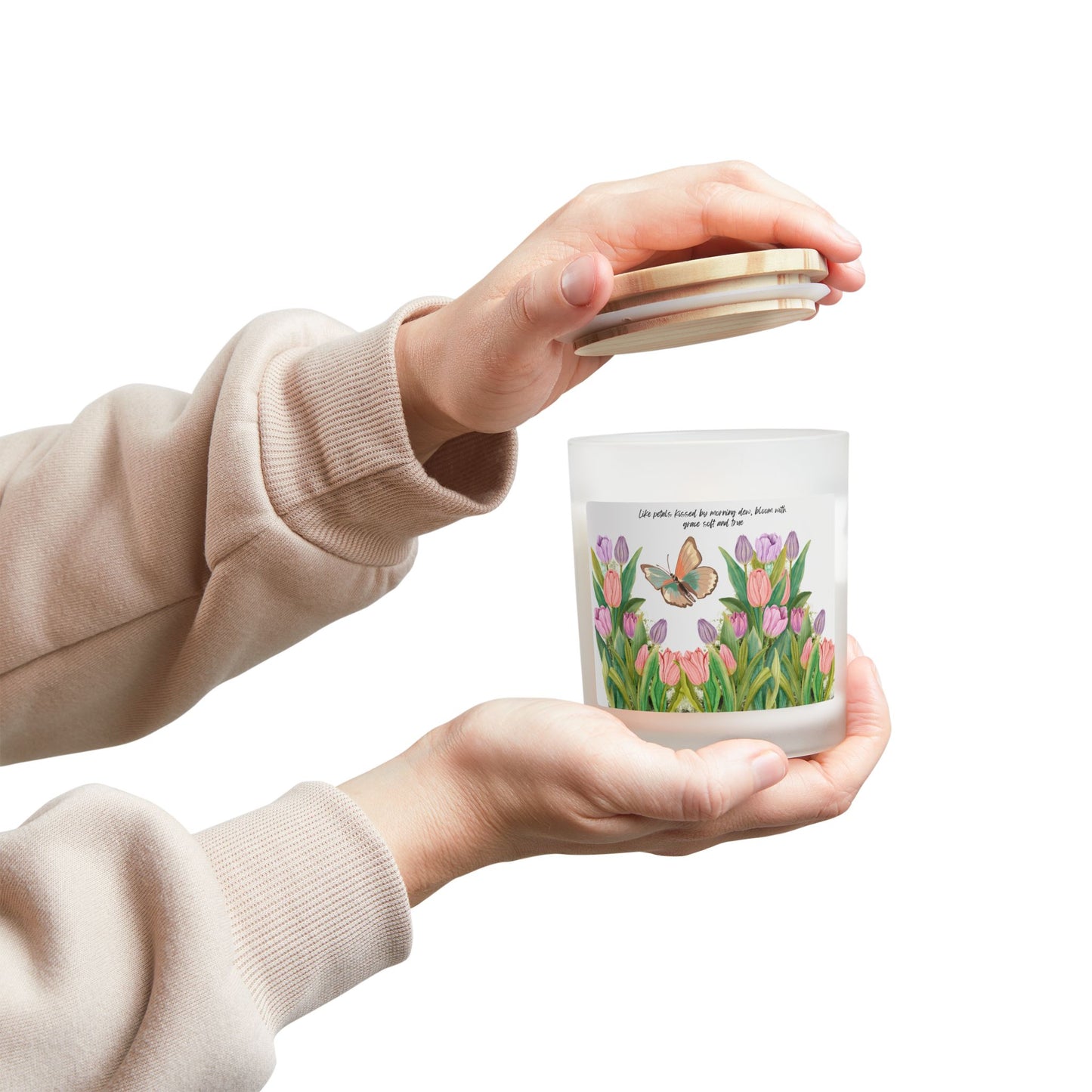 Kissed Petals Glass Candle, 11oz