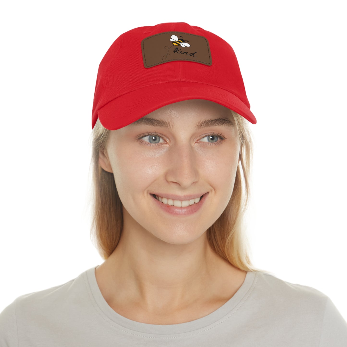 Bee Kind baseball cap with leather patch