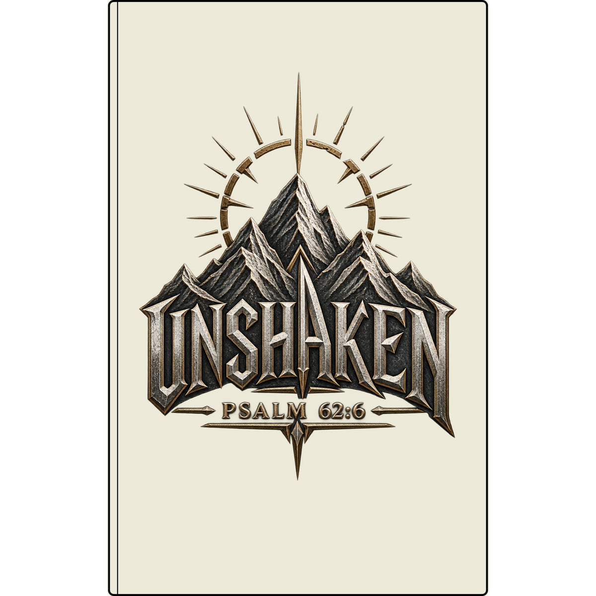 Unshaken Vegan Leather Journal — Psalm 62:6 Engraved Mountain Faith Notebook