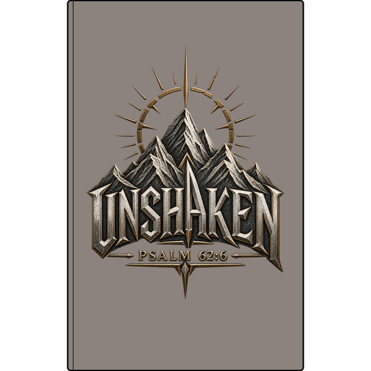 Unshaken Vegan Leather Journal — Psalm 62:6 Engraved Mountain Faith Notebook